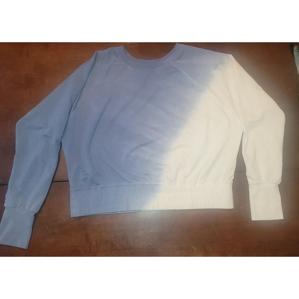 Joy Lab Sweatshirt with Waistband Blue and White - Picture 7 of 9
